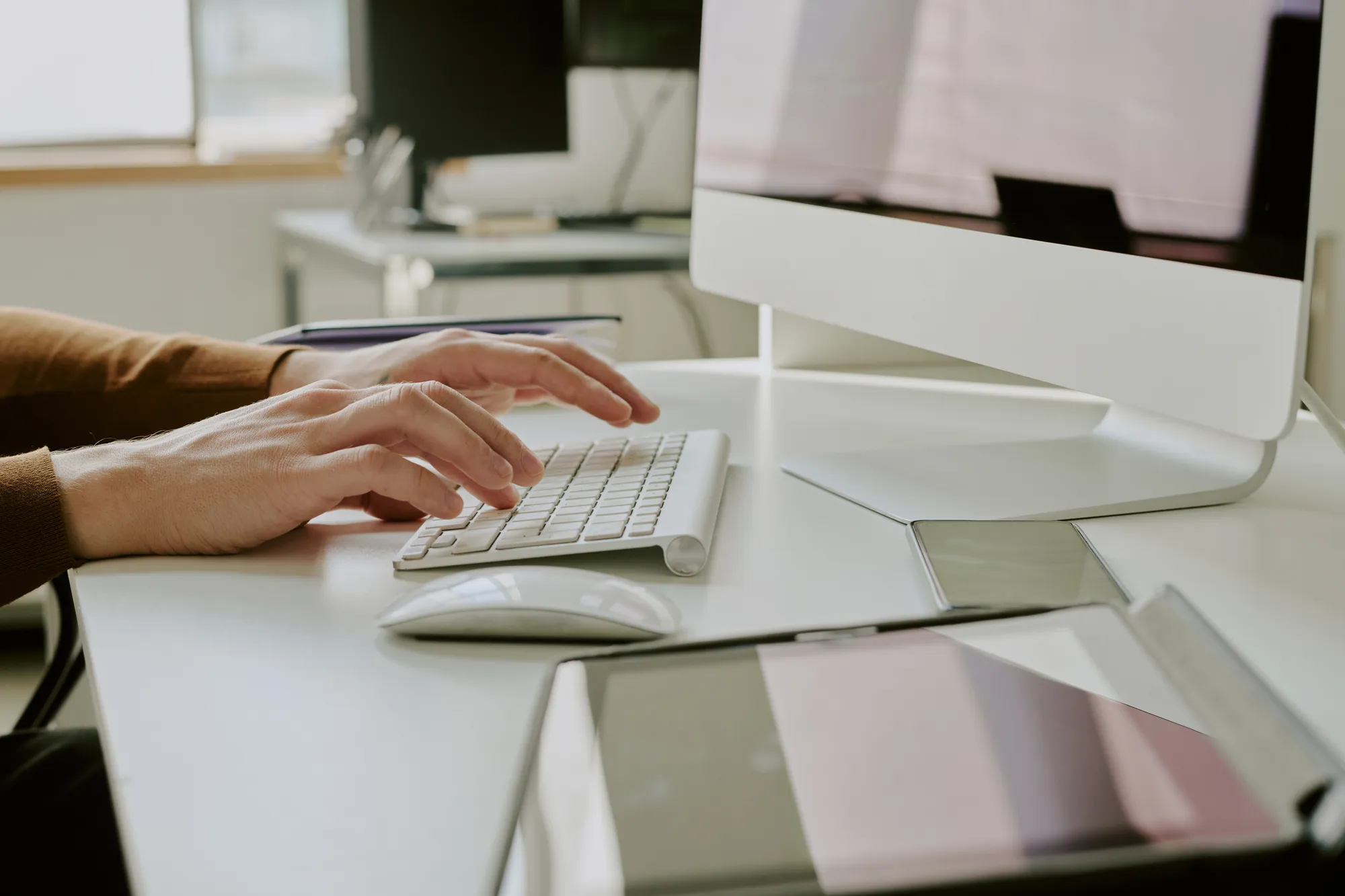 A person working at a computer