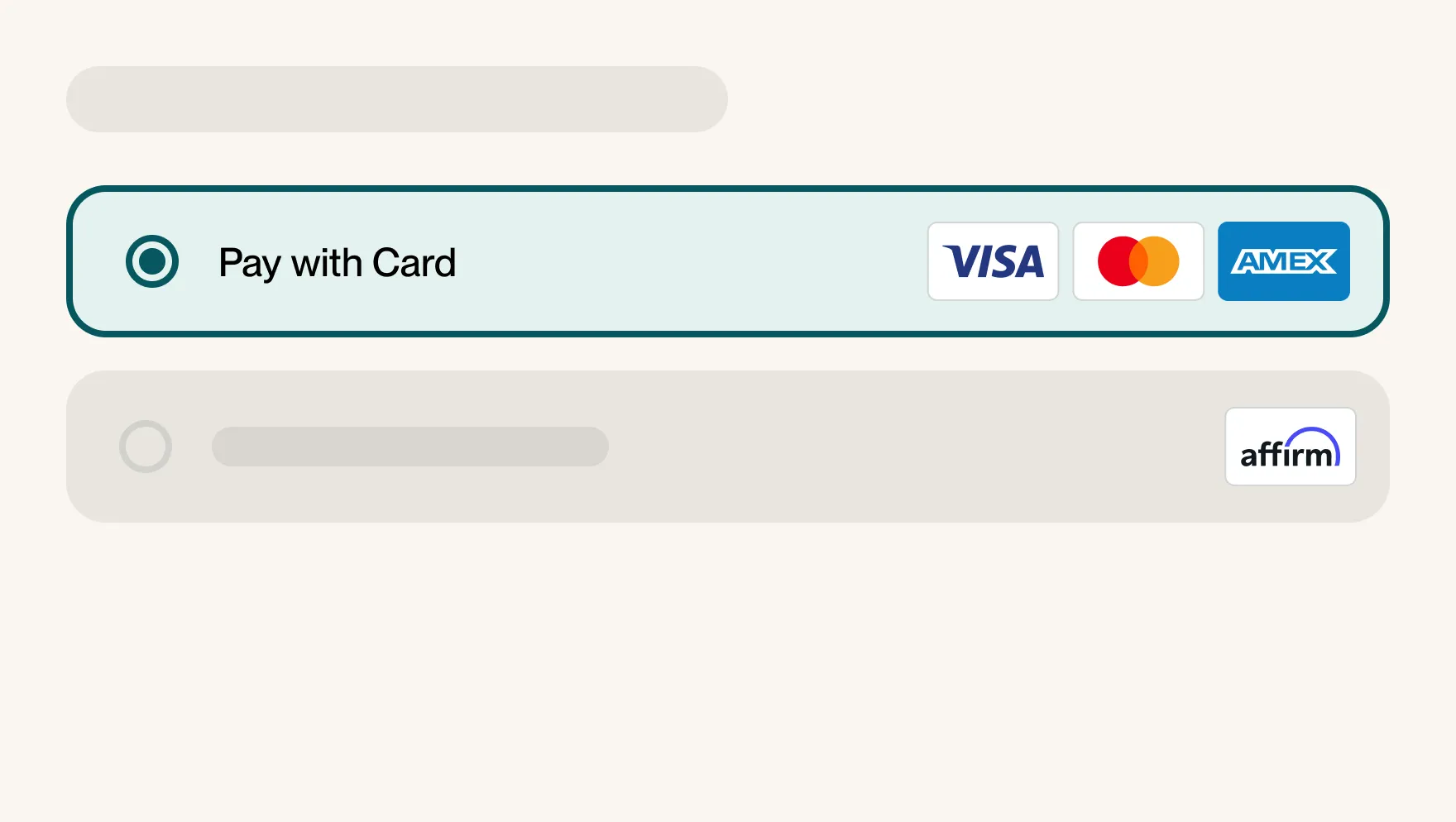 Checkout with 'Pay with Card' selected when Truemed is not offered at a brand's checkout