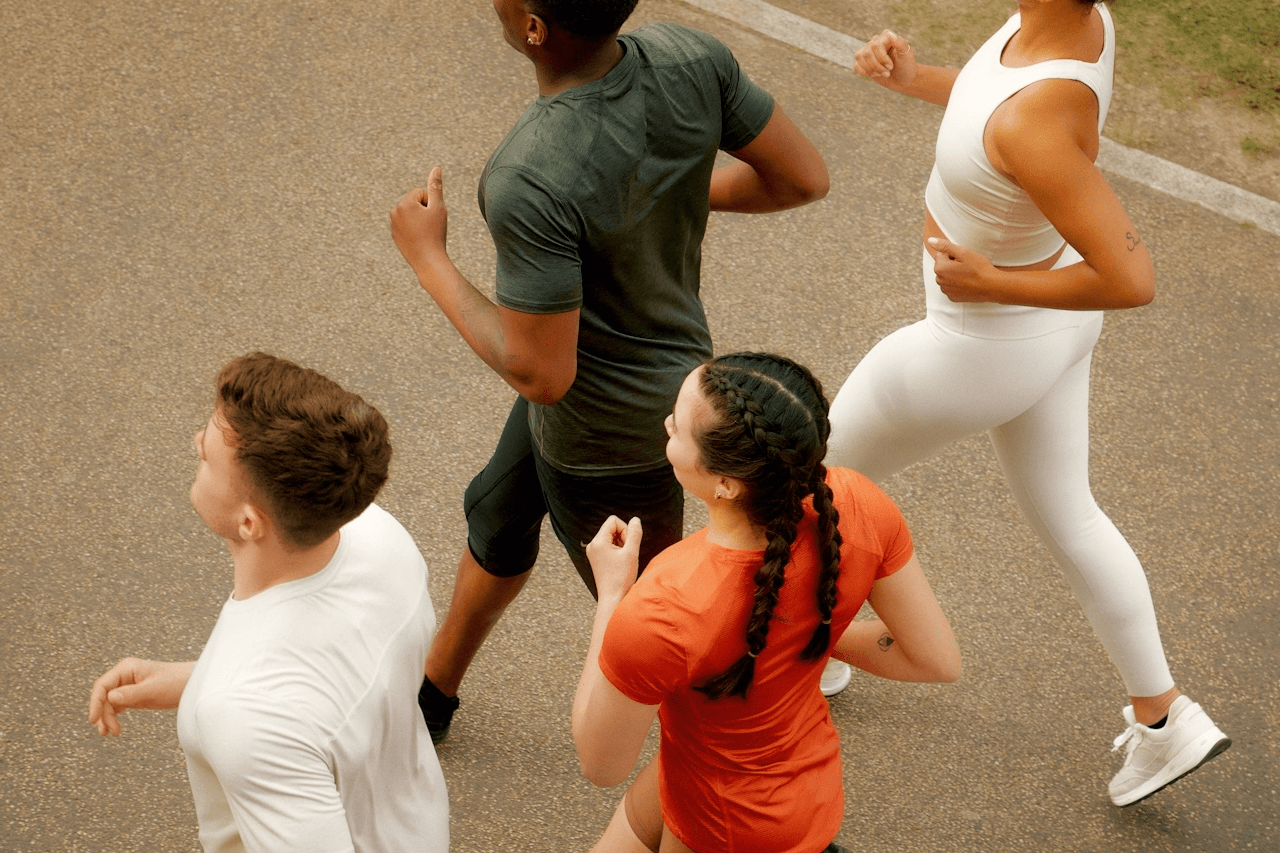 People running outdoors together