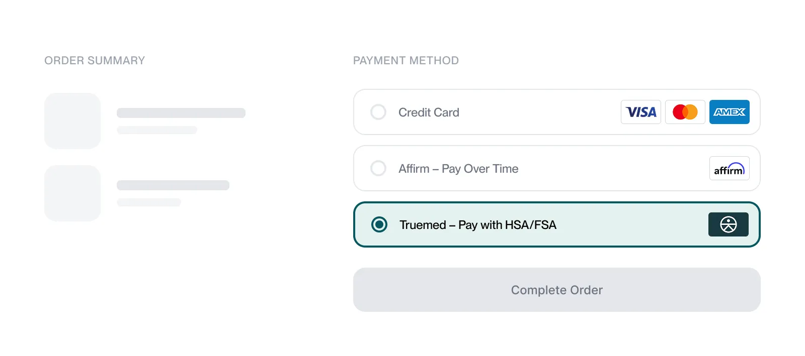 Truemed payment interface and dashboard