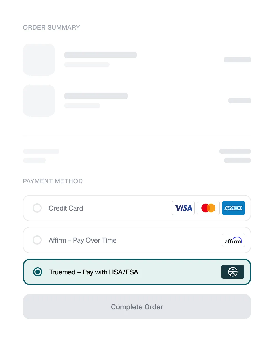 Truemed payment interface and dashboard