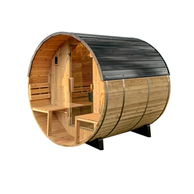 Paxton Outdoor Barrel Sauna with Porch – 2-4 Person